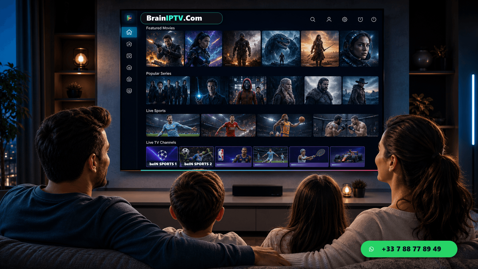 Brain IPTV running on a Smart TV screen
